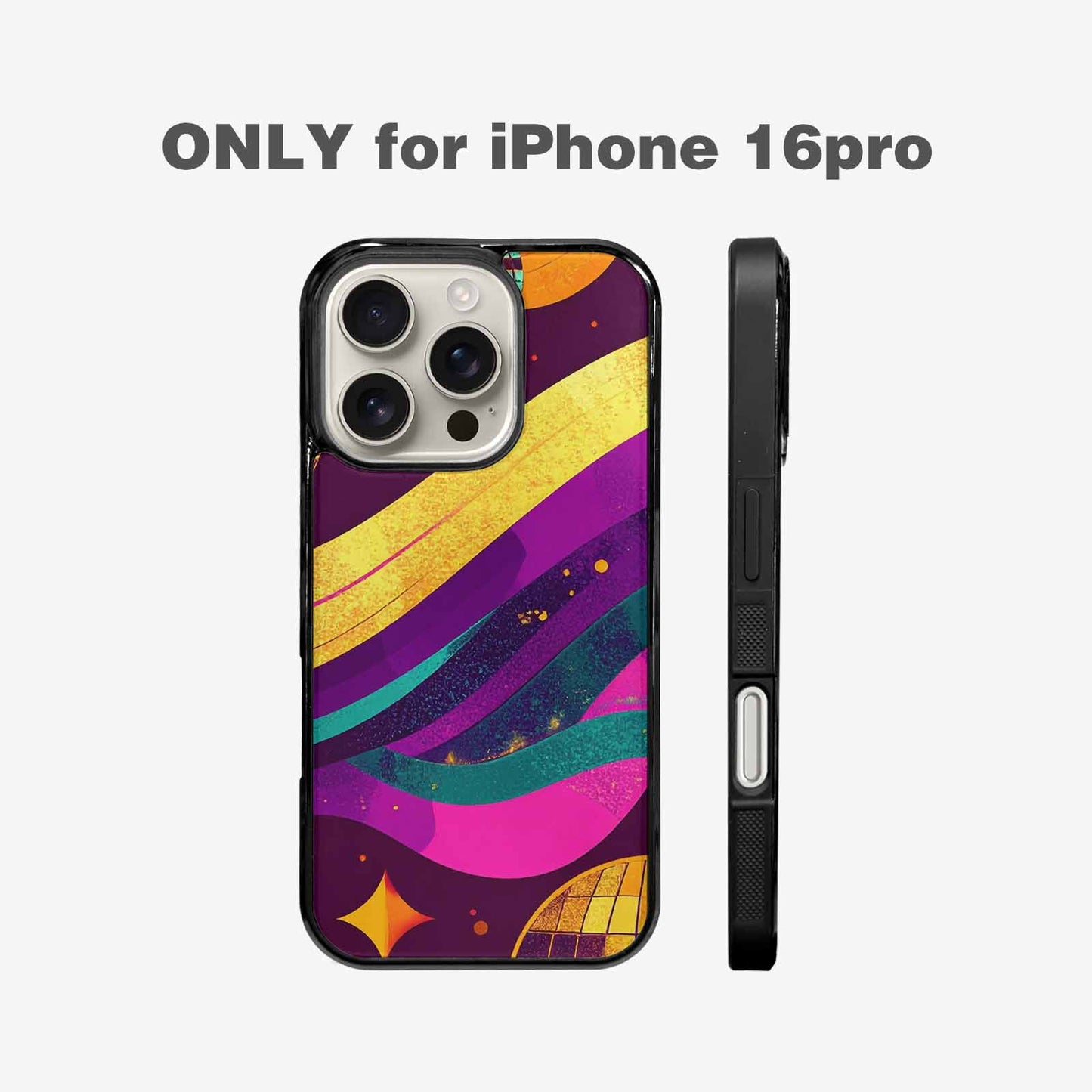 iPhone 16 Pro Case — 1970s Disco Art Pattern, Custom Print Case Cover