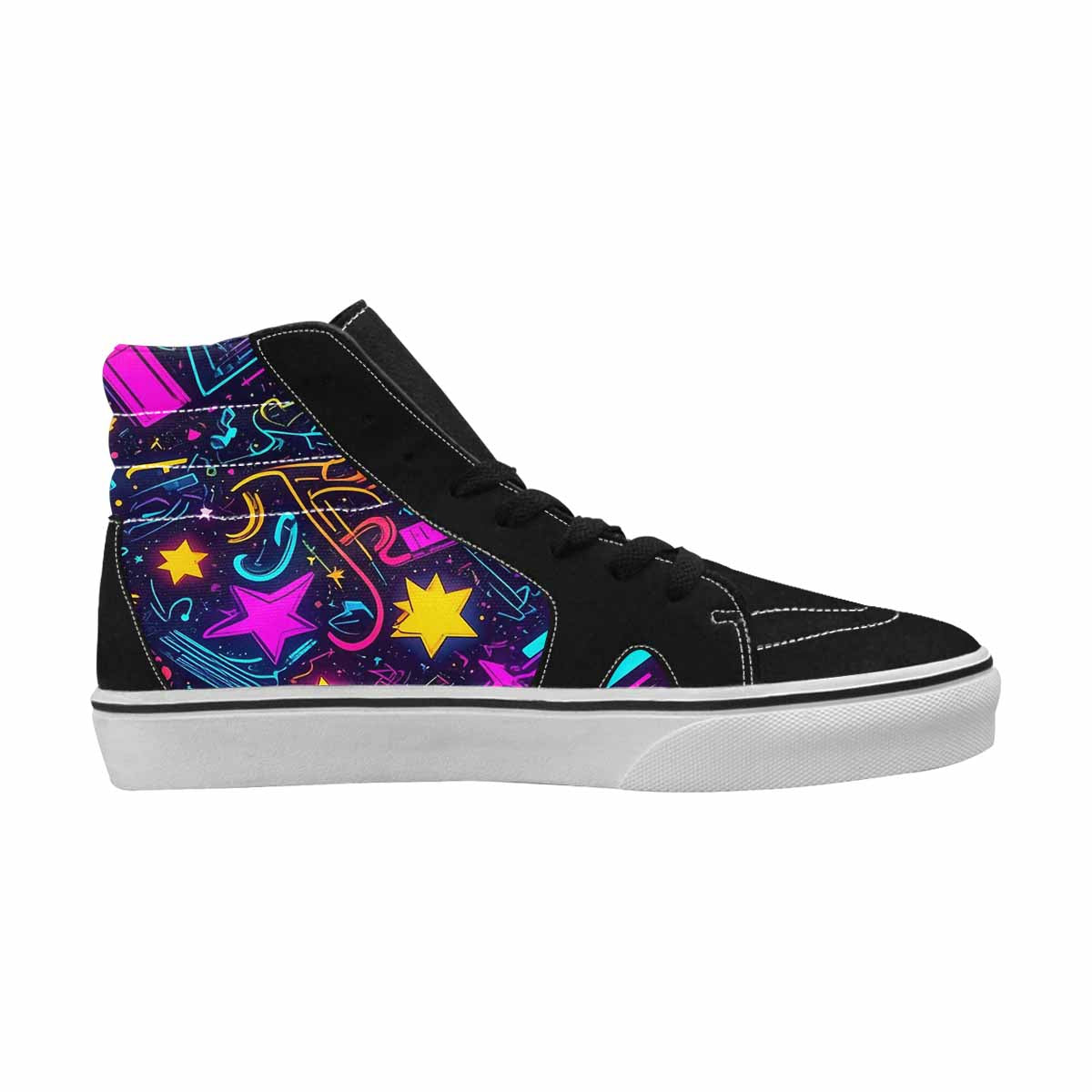 MEN'S 80s Retro Motif High Top Canvas Neon Fantasy Custom Shoes