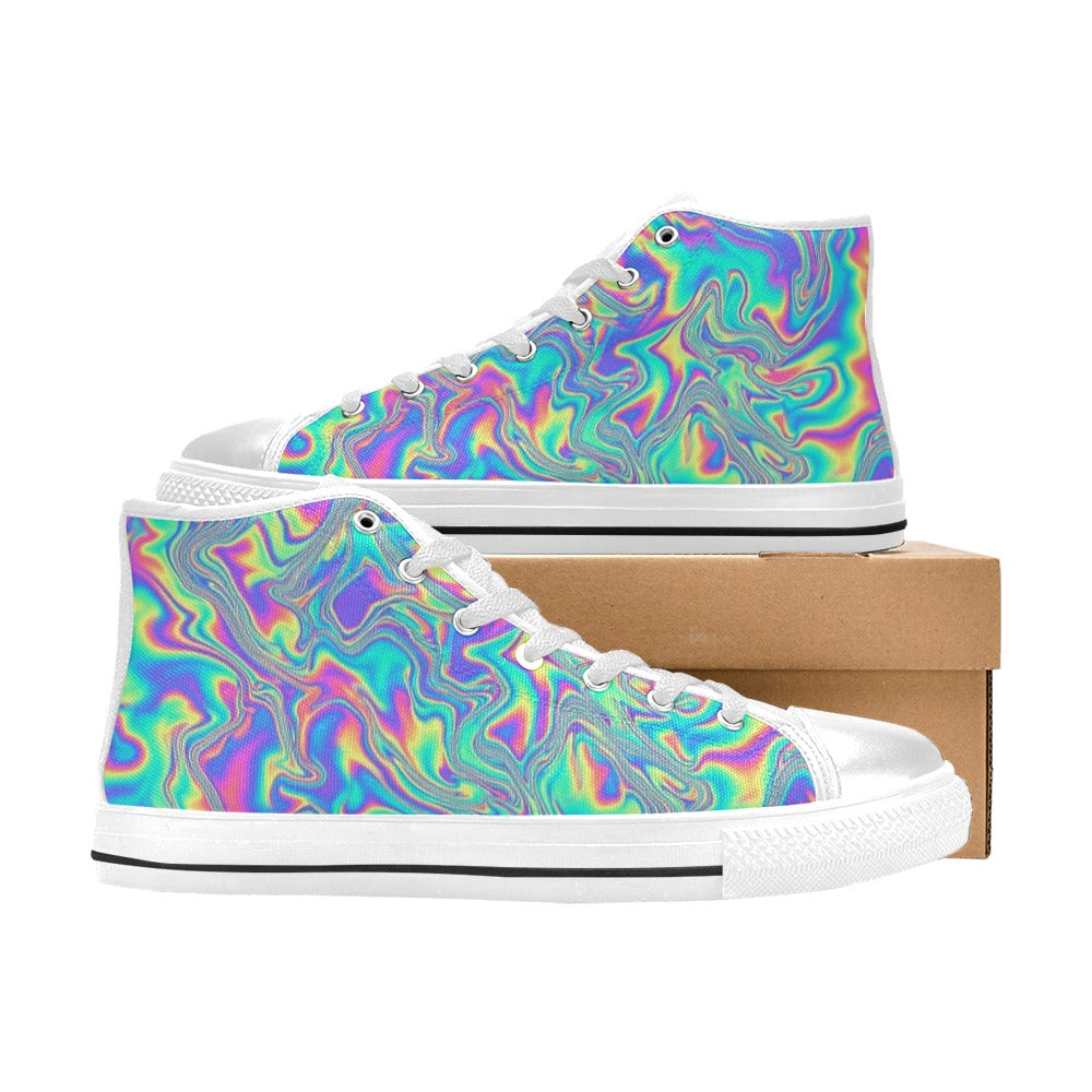 MEN'S Holographic Tribal Blaze 4 High Top Canvas Dreamcore Custom Shoes