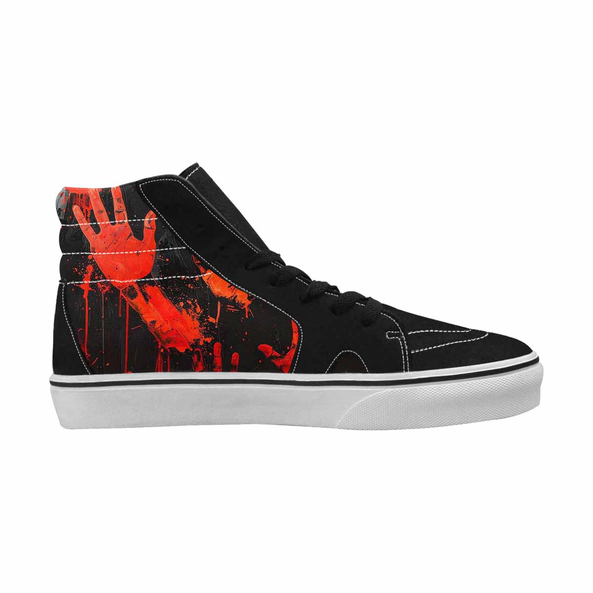 WOMEN'S Halloween Splatter Handprint High Top Canvas Wallpaper Art Sneakers
