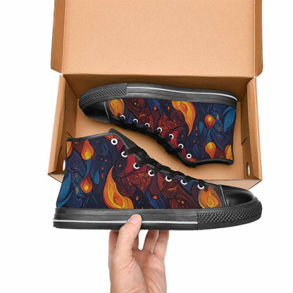 WOMEN'S Fire Flame High Top Canvas Y2K Custom Sneakers