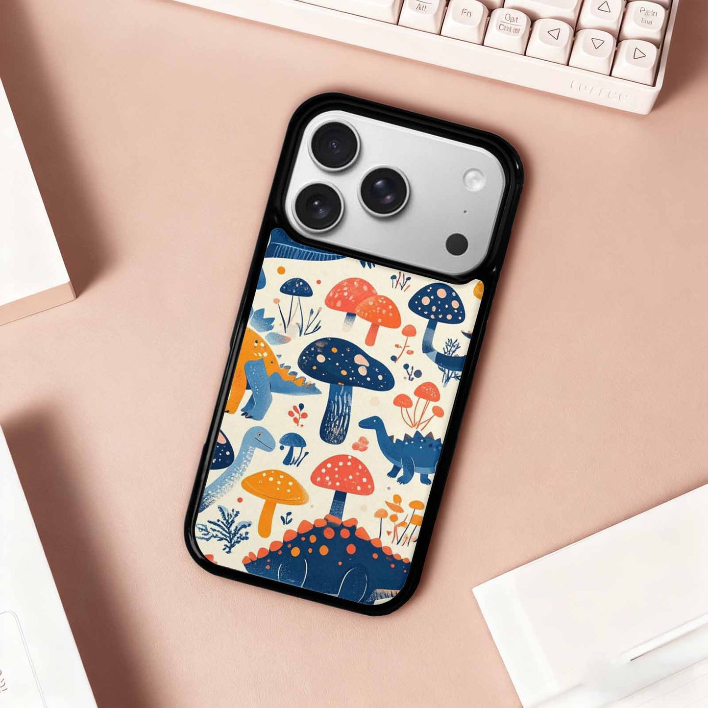 iPhone 17 Pro Case — Vintage Dinosaurs Mushroom Retro Vintage, Personalized Phone Case