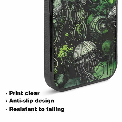 iPhone 15 Plus Case — Sea Creature Burst Black Green Ink, Custom Print Case Cover
