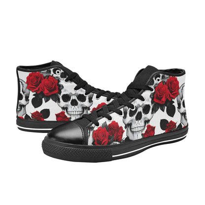 MEN'S Skulls Roses Deluxe 7 High Top Canvas Neon Fantasy Custom Shoes