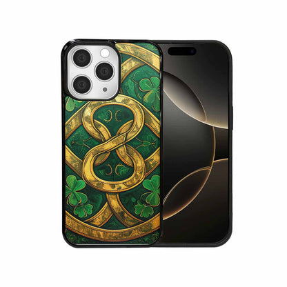 iPhone 15 Pro Max Case — Irish Celtic Knot Pattern Shamrocks Seamless, Custom Designed Case Cover