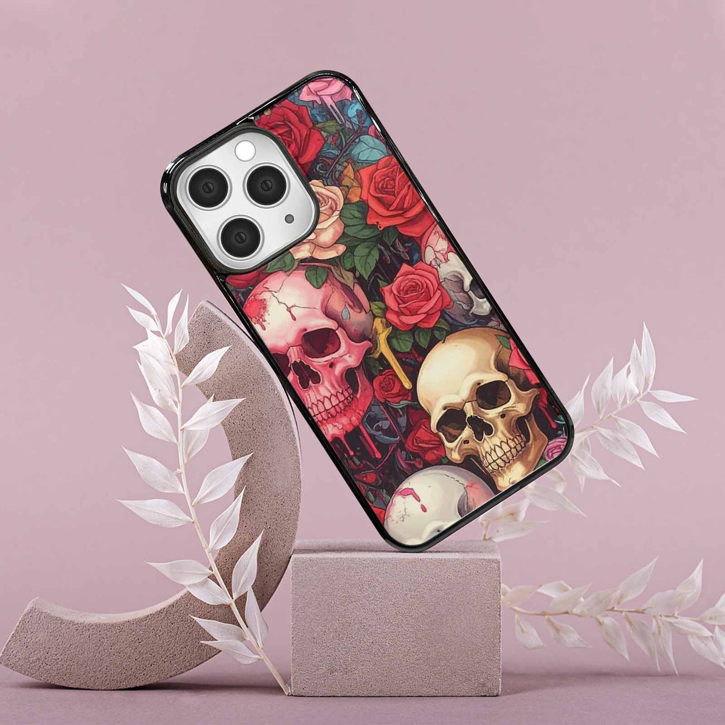 iPhone 15 Pro Max Case — Skulls And Roses Skulls And Roses, Custom Made Phone Cover