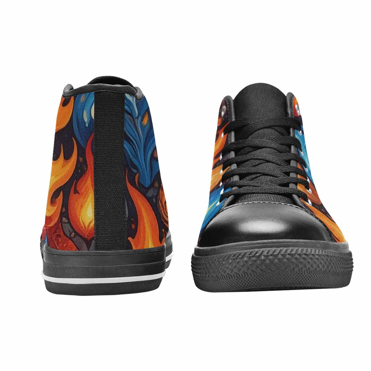 MEN'S Fire Flame High Top Canvas Cottagecore Custom Shoes
