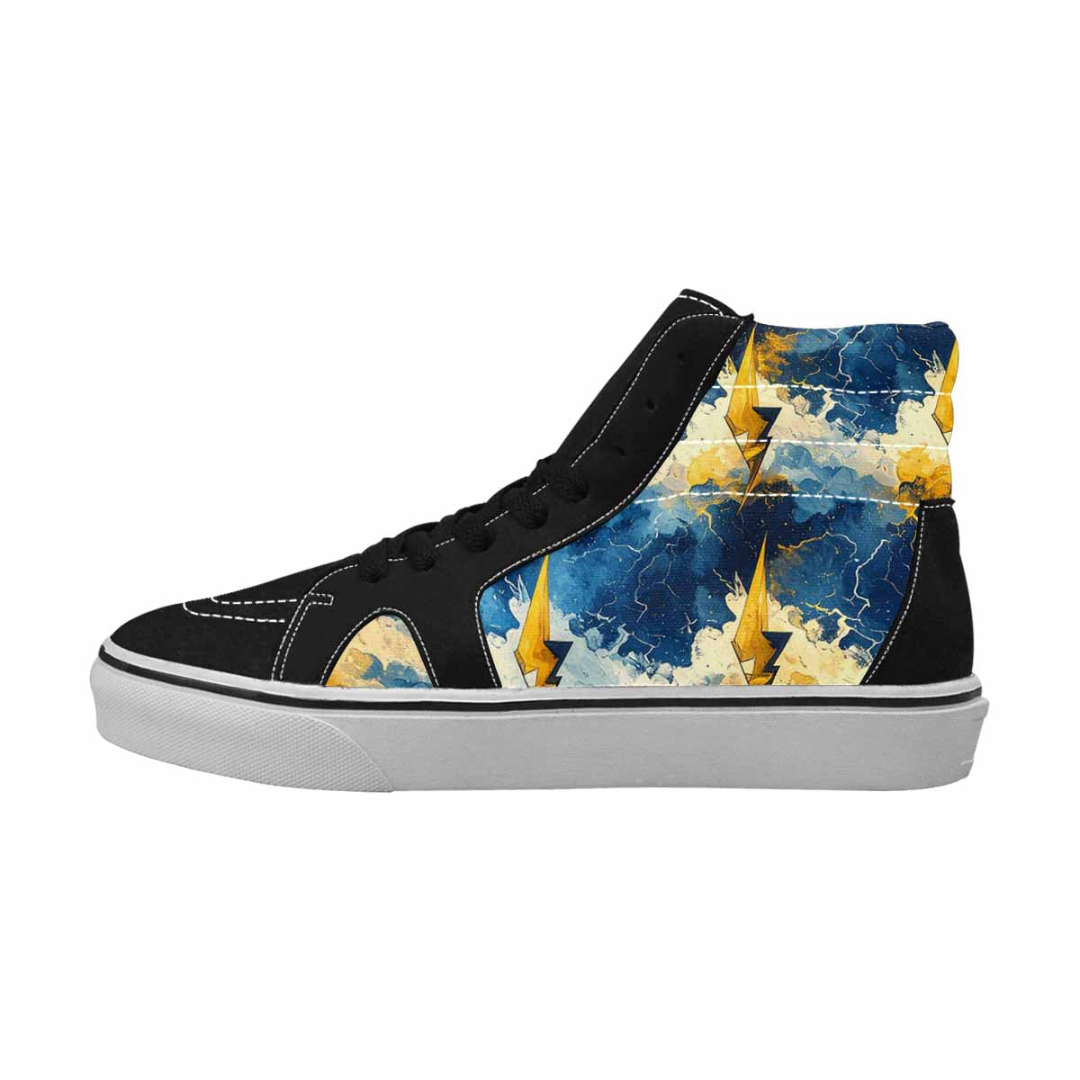 WOMEN'S Lightning Bolt High Top Canvas Wallpaper Art Sneakers