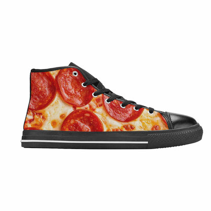 MEN'S Pepperoni Pizza Print High Top Canvas Neon Fantasy Shoes