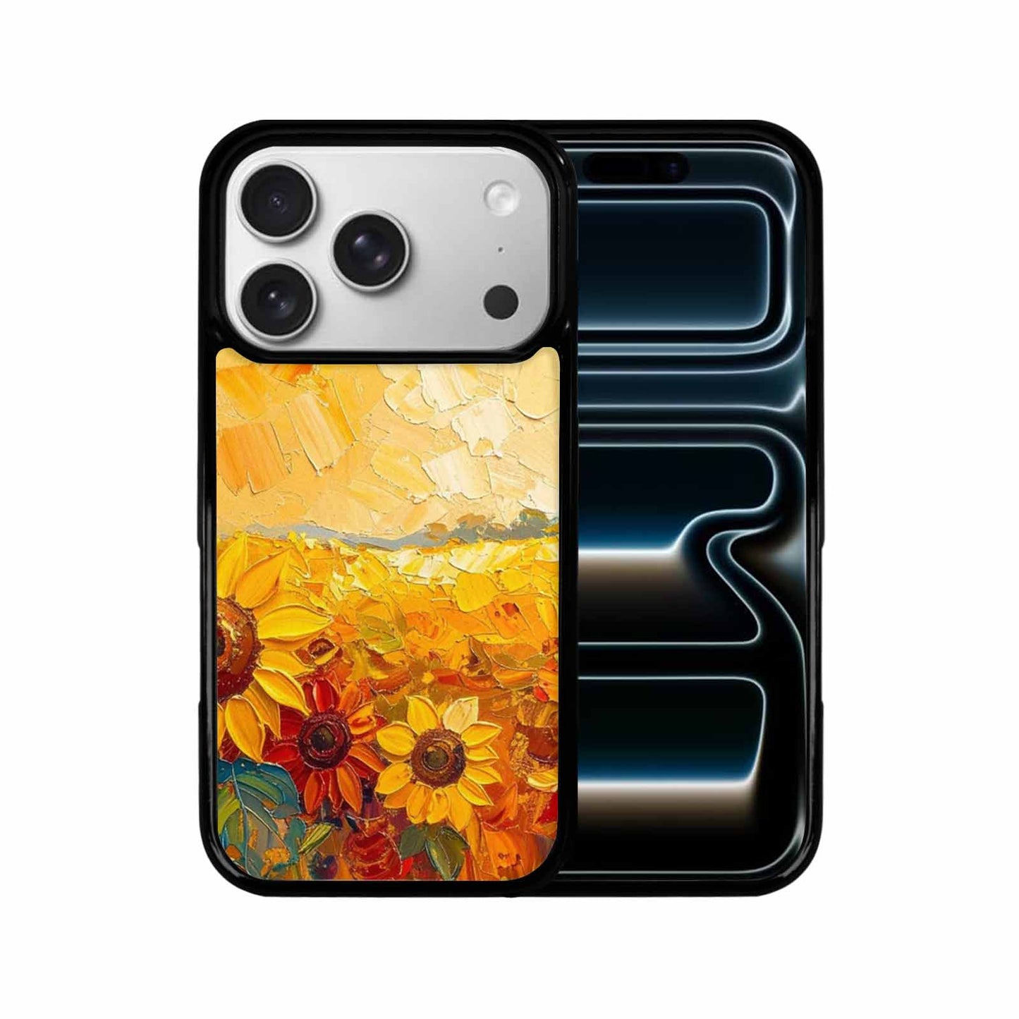iPhone 17 Pro Case — Impressionist Sunflower Brushstroke Pattern Hundreds Floral, Custom Phone Case