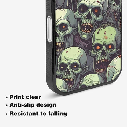 iPhone 16 Plus Case — Zombie Head Pattern Hundreds Of Small, Custom Print Case Cover