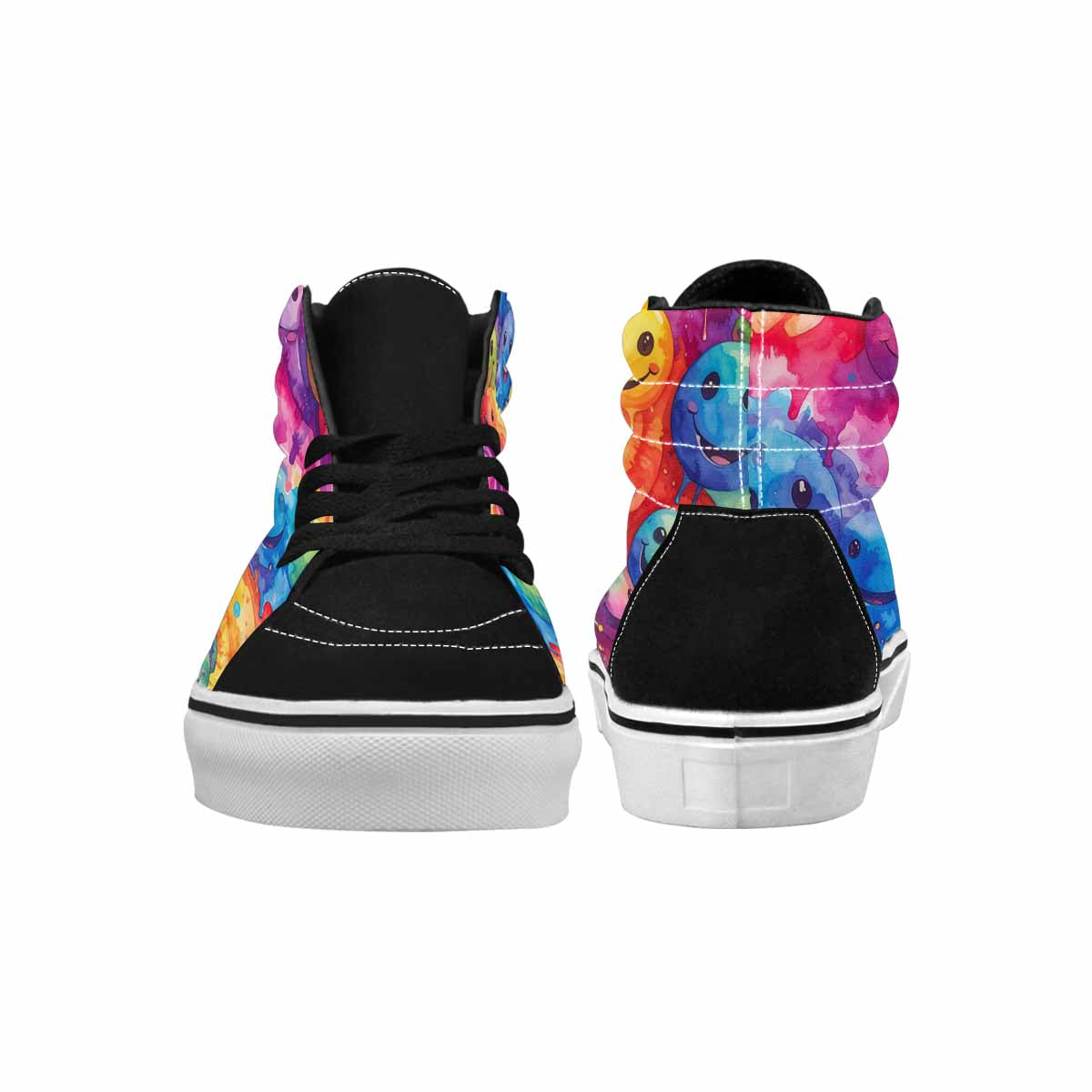 MEN'S Smiley Facessmiley Faces  High Top Canvas Melting Art Sneakers