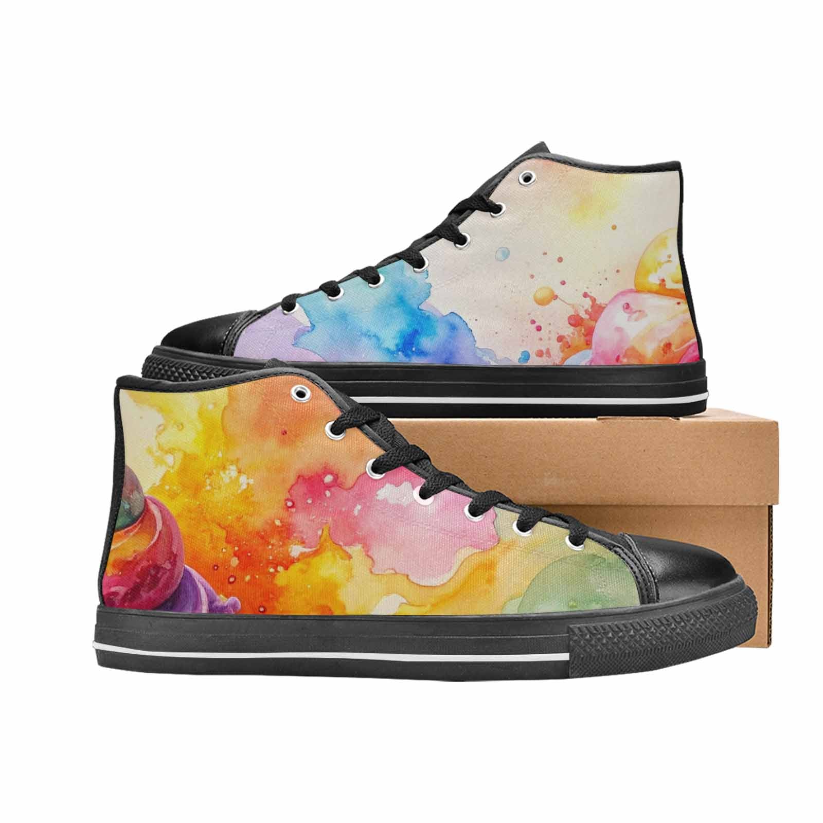MEN'S Melting Icecream Collage High Top Canvas Cottagecore Shoes