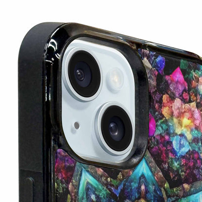 iPhone 15 Plus Case — Crystal Mandala Art Seamless Pattern Vibrant, Custom Designed Case Cover