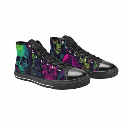 WOMEN'S Skulls - Neon High Top Canvas Wallpaper Art Custom Sneakers