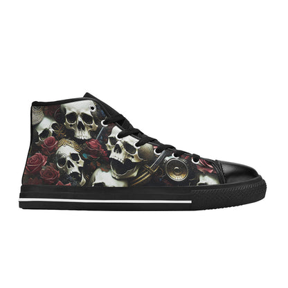 MEN'S Rose Skulls Dark 4 High Top Canvas Cottagecore Shoes