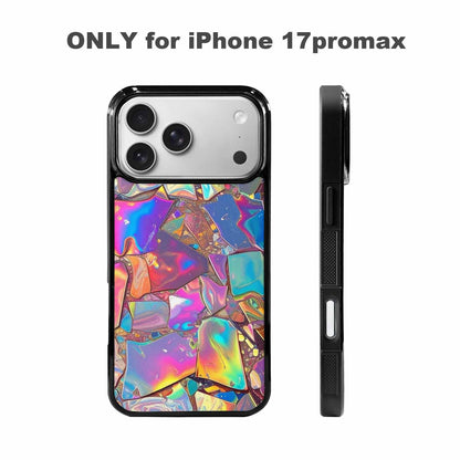 iPhone 17 Pro Max Case — Holographic Iridescent Shimmer Pattern Original Art, Custom Made Phone Cover