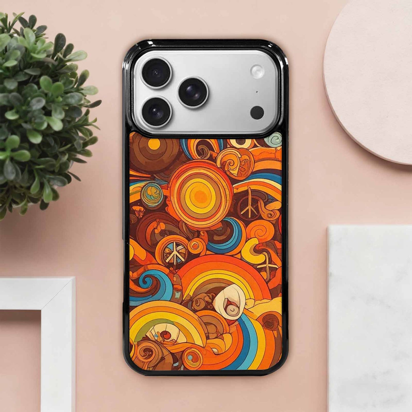 iPhone 17 Pro Max Case — Small Groovy Peace Sign Original Art, Customized Protective Case