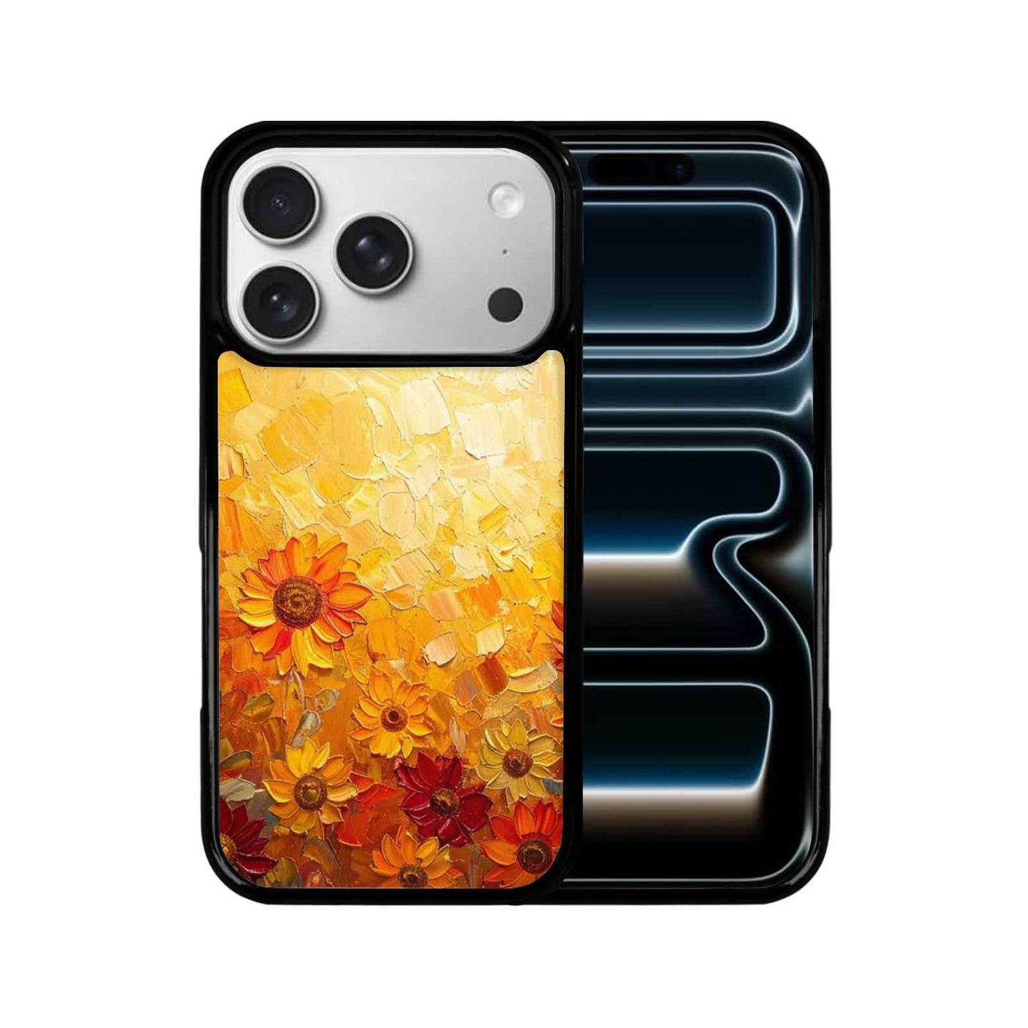 iPhone 17 Pro Case — Impressionist Sunflower Brushstroke Pattern Hundreds Floral, Original Design Phone Case