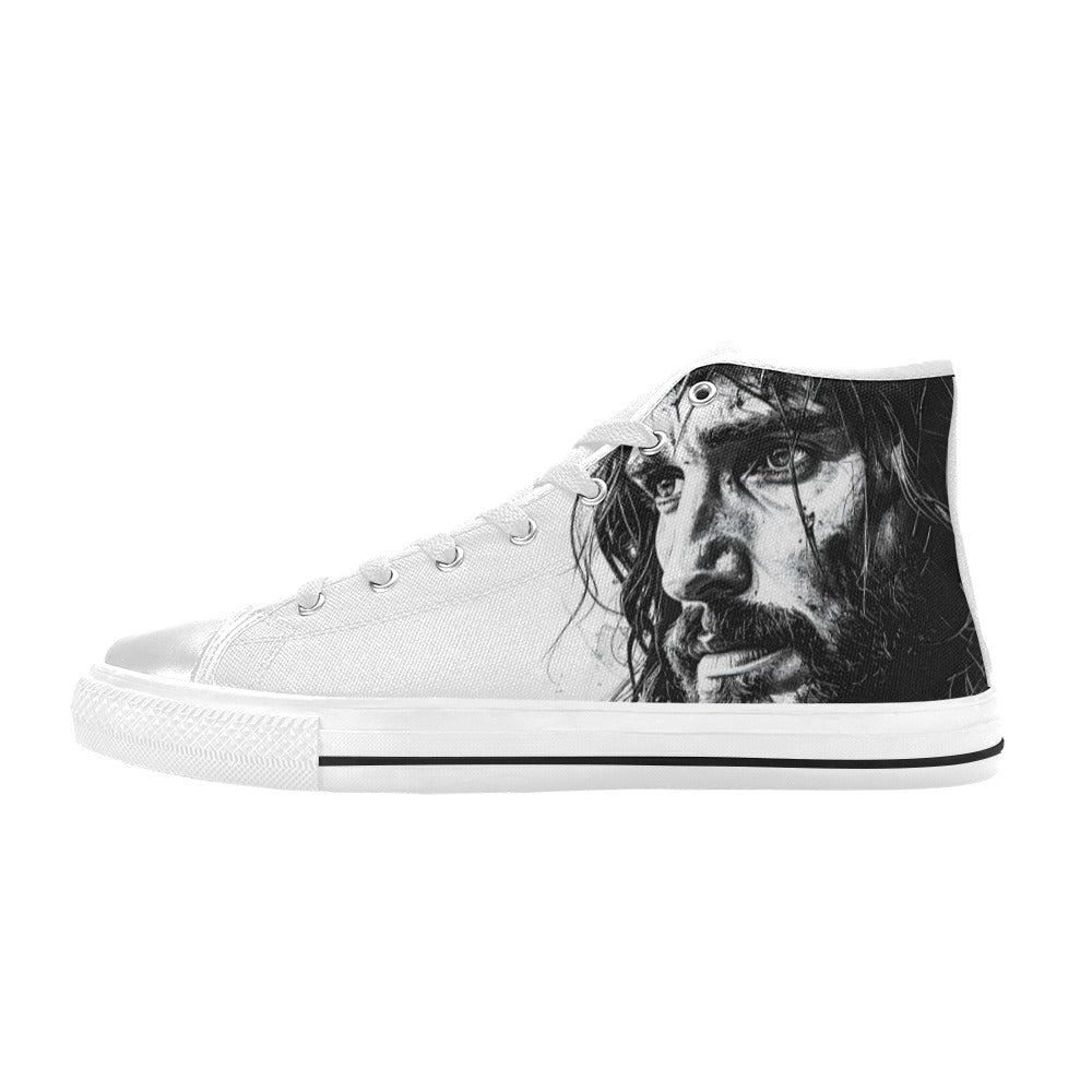 WOMEN'S Jesus High Top Canvas Neon Fantasy Custom Sneakers