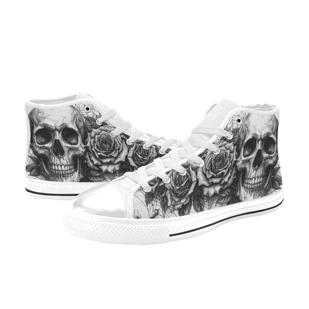 Dark Skull Crown Women's Gothic Dark Art High Top Canvas Shoes | Freaky Shoes®
