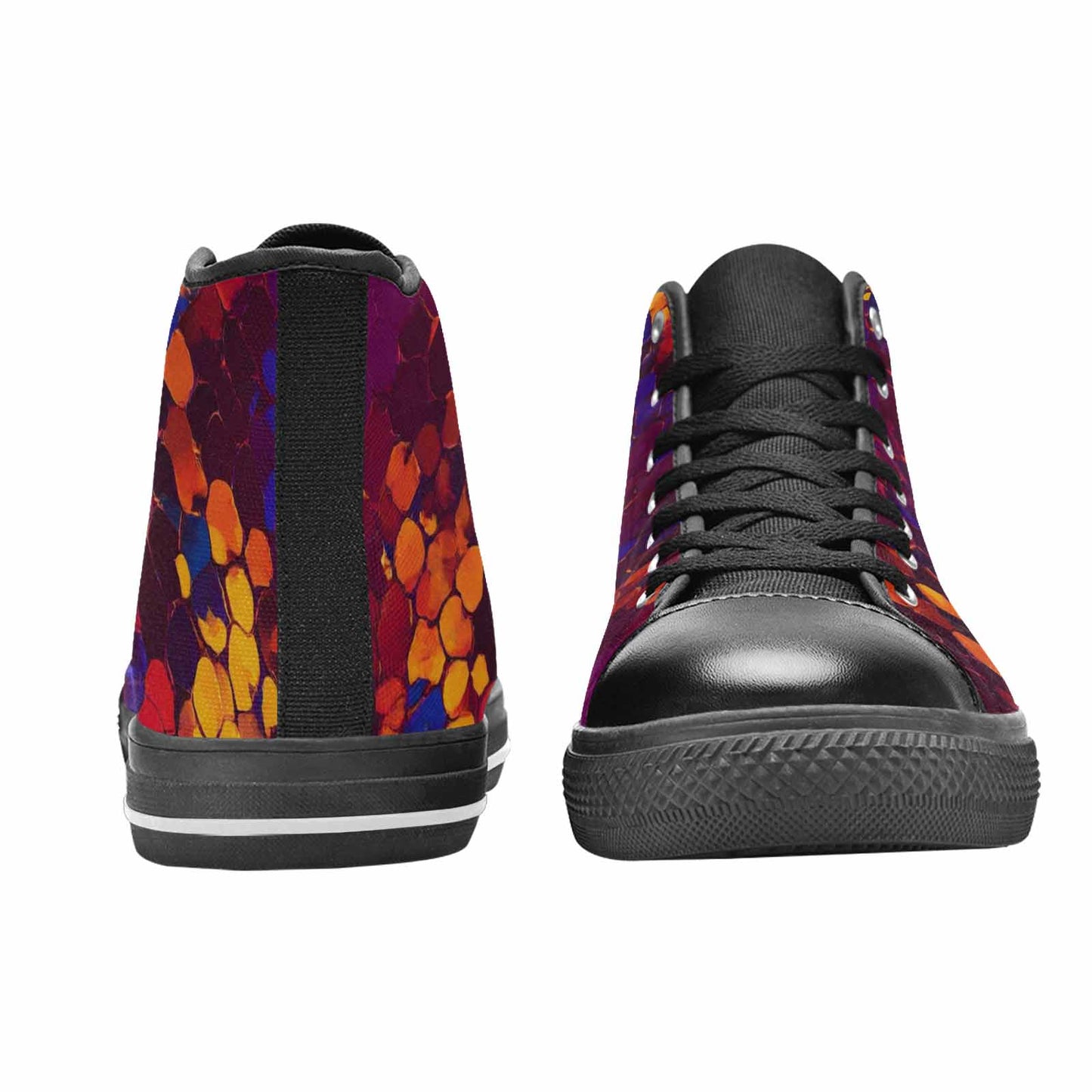 MEN'S Dark Snake Print High Top Canvas Vivid Sneakers