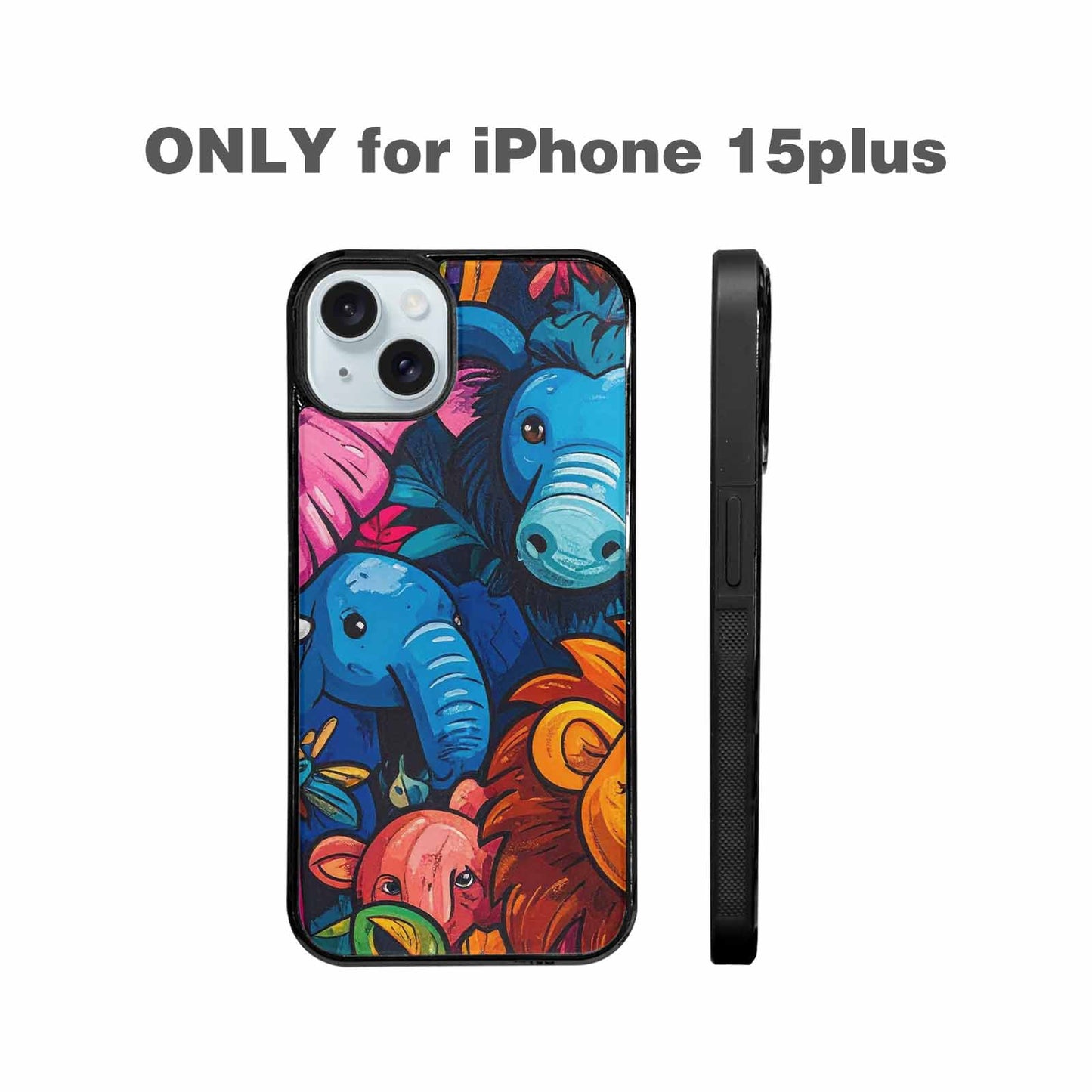 iPhone 15 Plus Case — Cartoon Animal Characters, Custom Phone Case