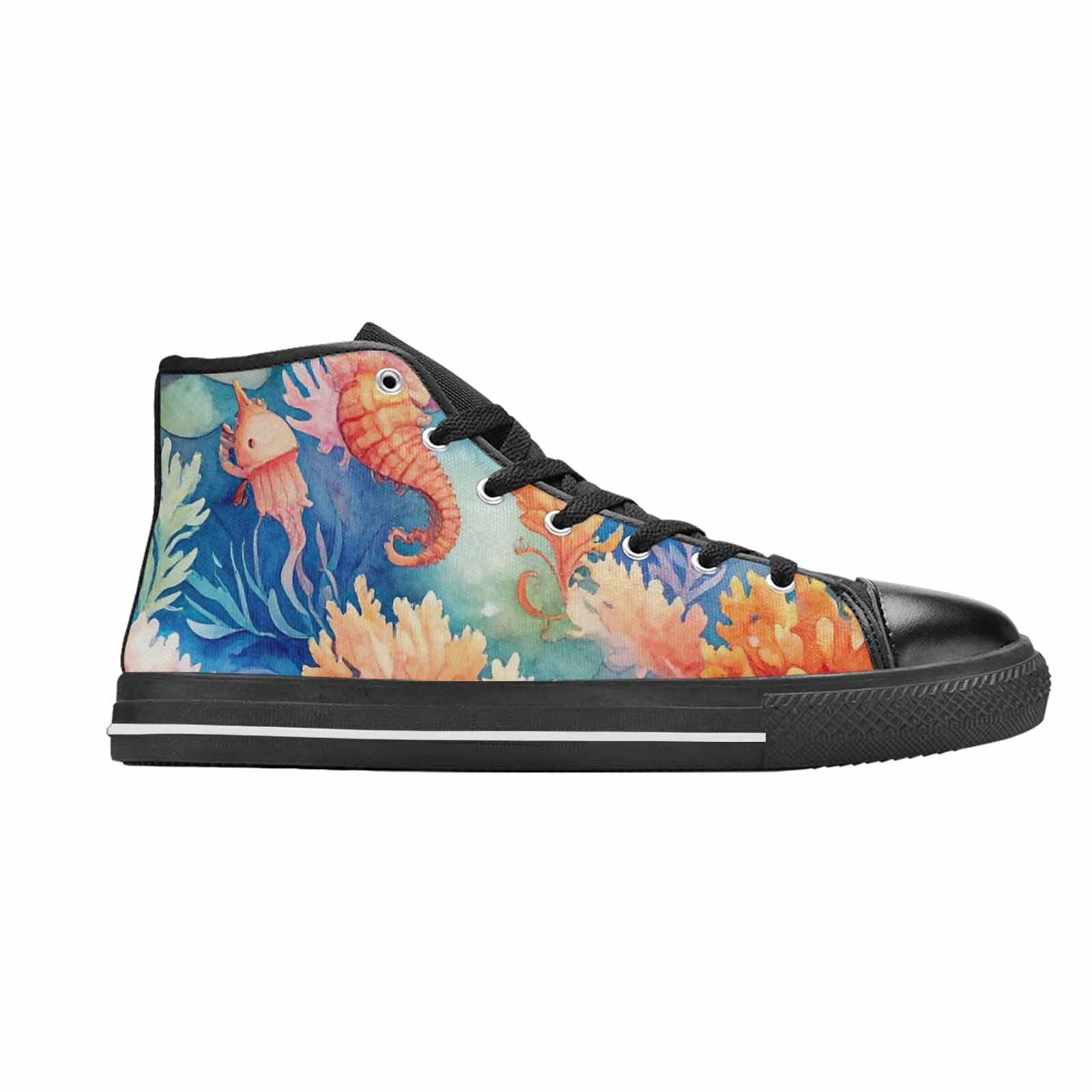 MEN'S Fish Scale Coral High Top Canvas Dark Academia Custom Sneakers