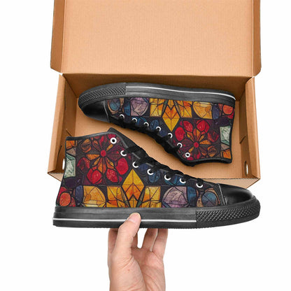 MEN'S Stained Glass Kaleidoscope High Top Canvas Vibrant Chaos Custom Shoes