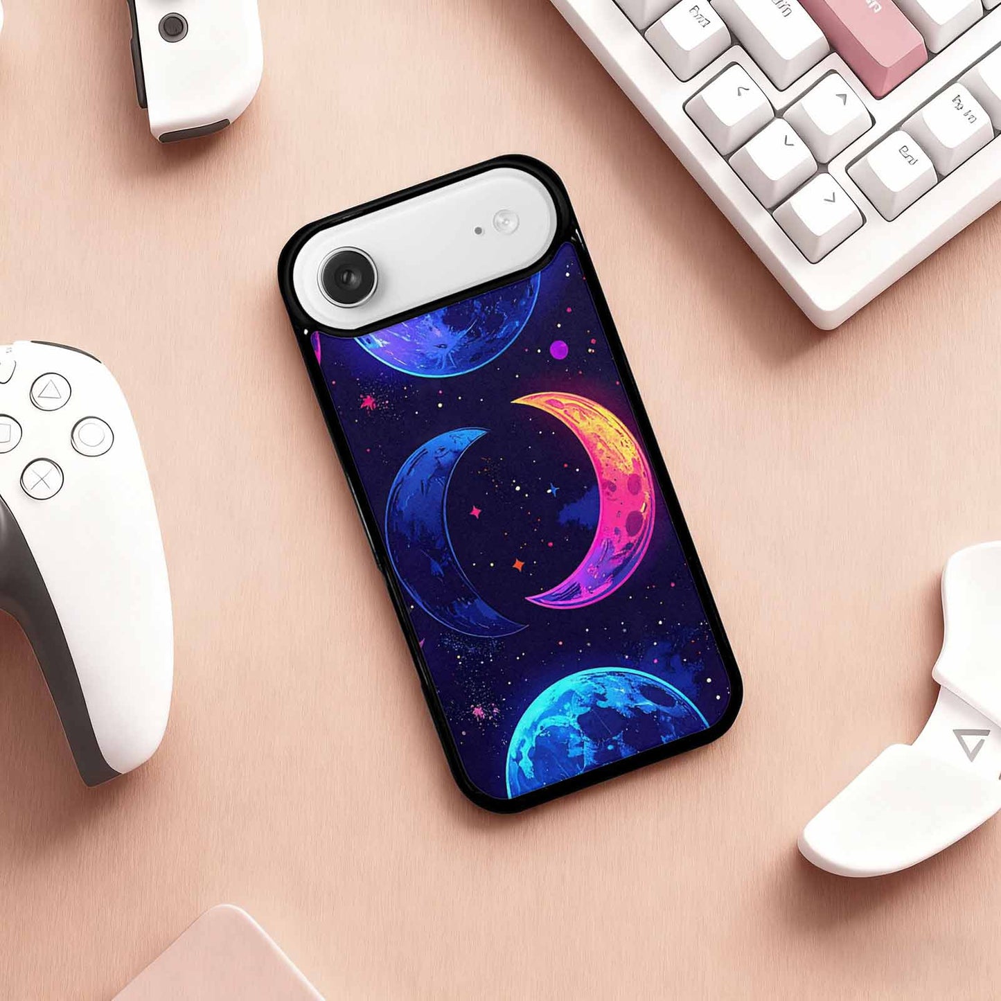 iPhone 17 Air Case — Neon Winter Moon Seamless Cartoon Cute, Custom Phone Case