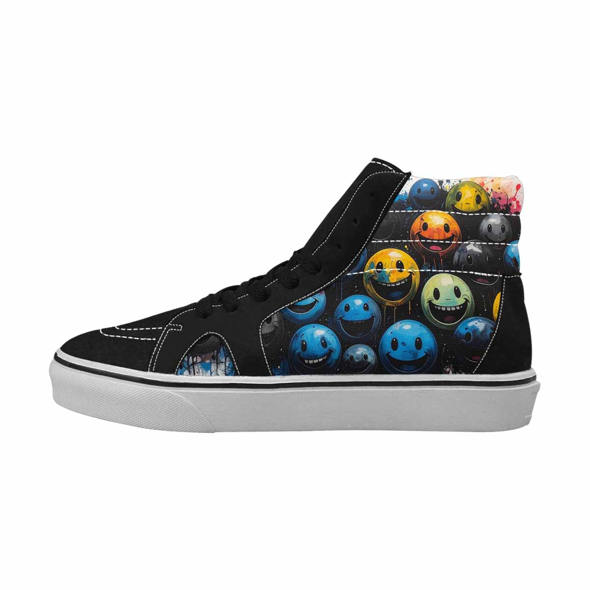 MEN'S Melting Moon Smiley High Top Canvas Melting Art Custom Sneakers