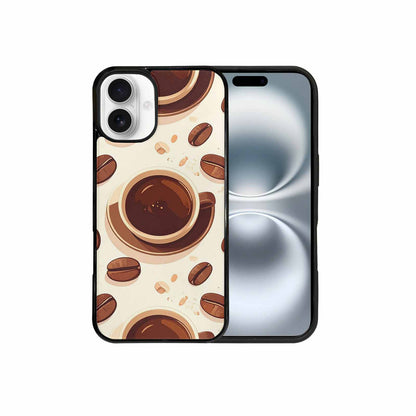 iPhone 16 Plus Case — Coffee Cup And Bean Pattern Seamless, Custom Phone Case