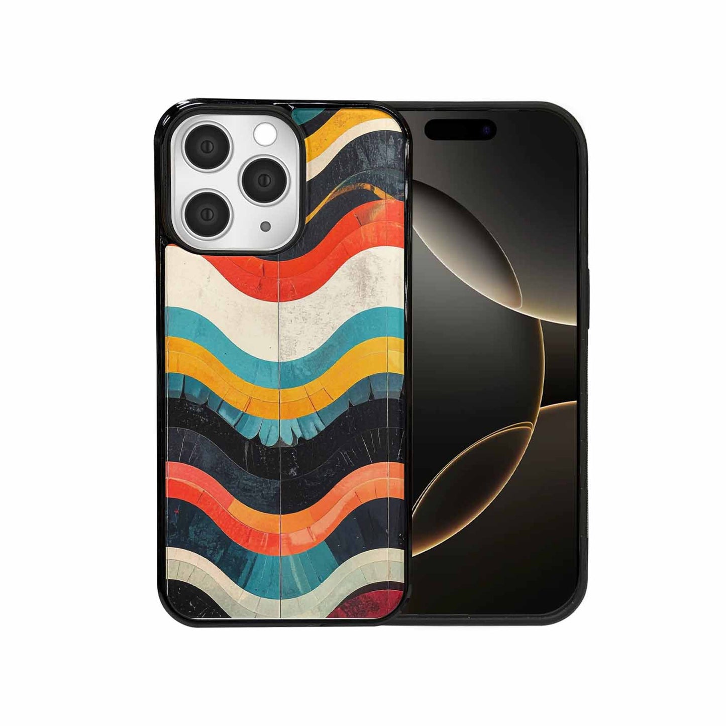 iPhone 15 Pro Max Case — Retro Wave Scallop Stripe Small Wavy, Custom Printed Phone Case