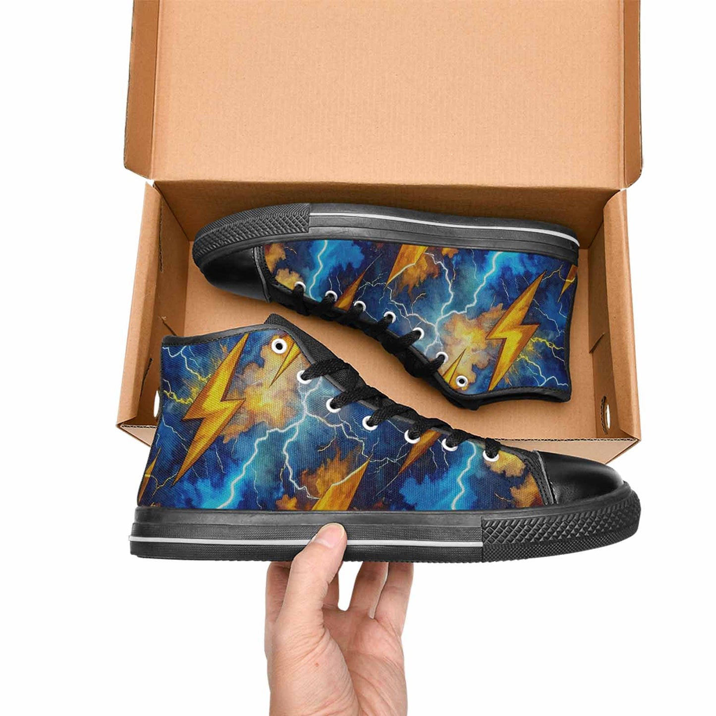 WOMEN'S Lightning Bolt High Top Canvas Surreal Custom Sneakers