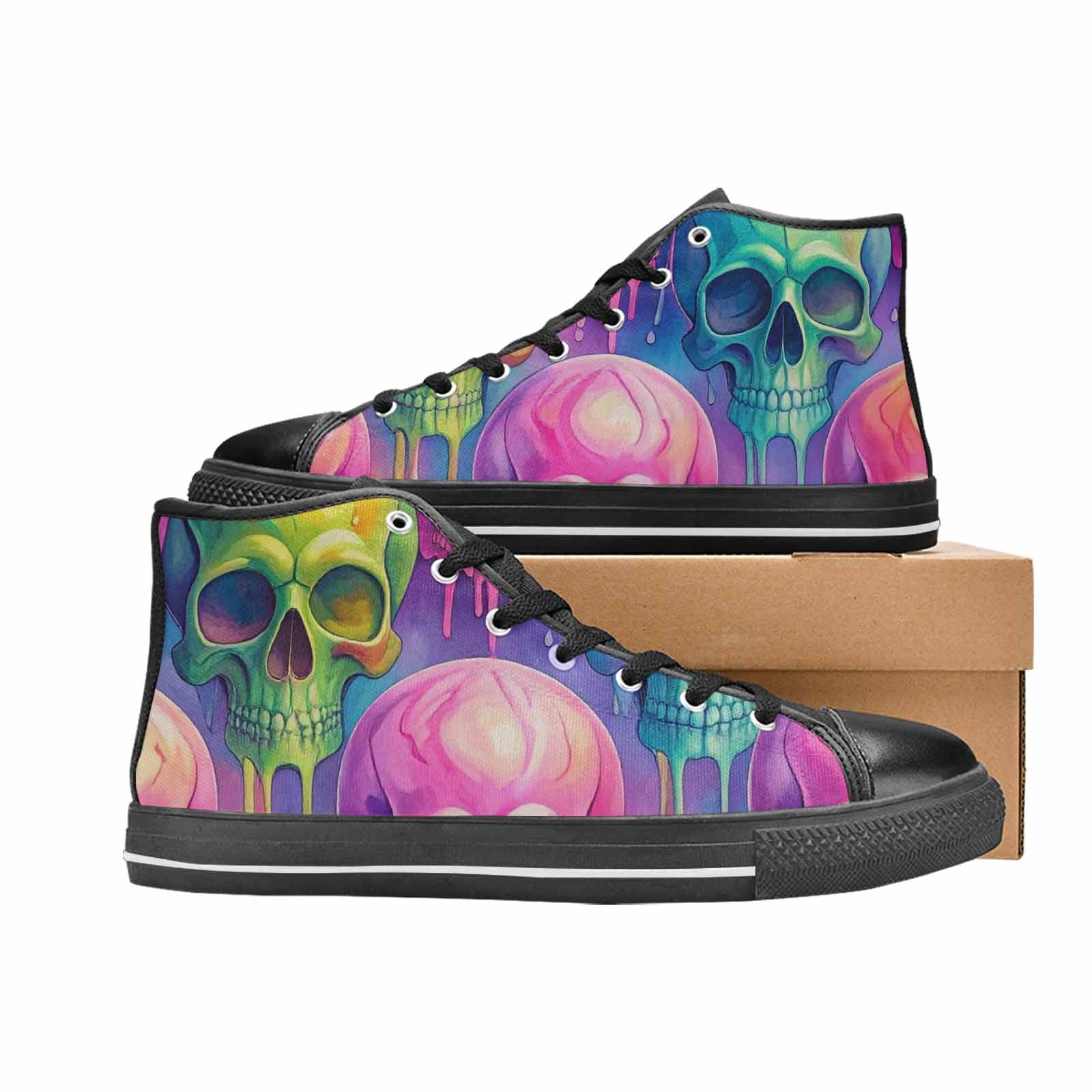 MEN'S Candy Color Dripping Skulls High Top Canvas Dreamcore Sneakers