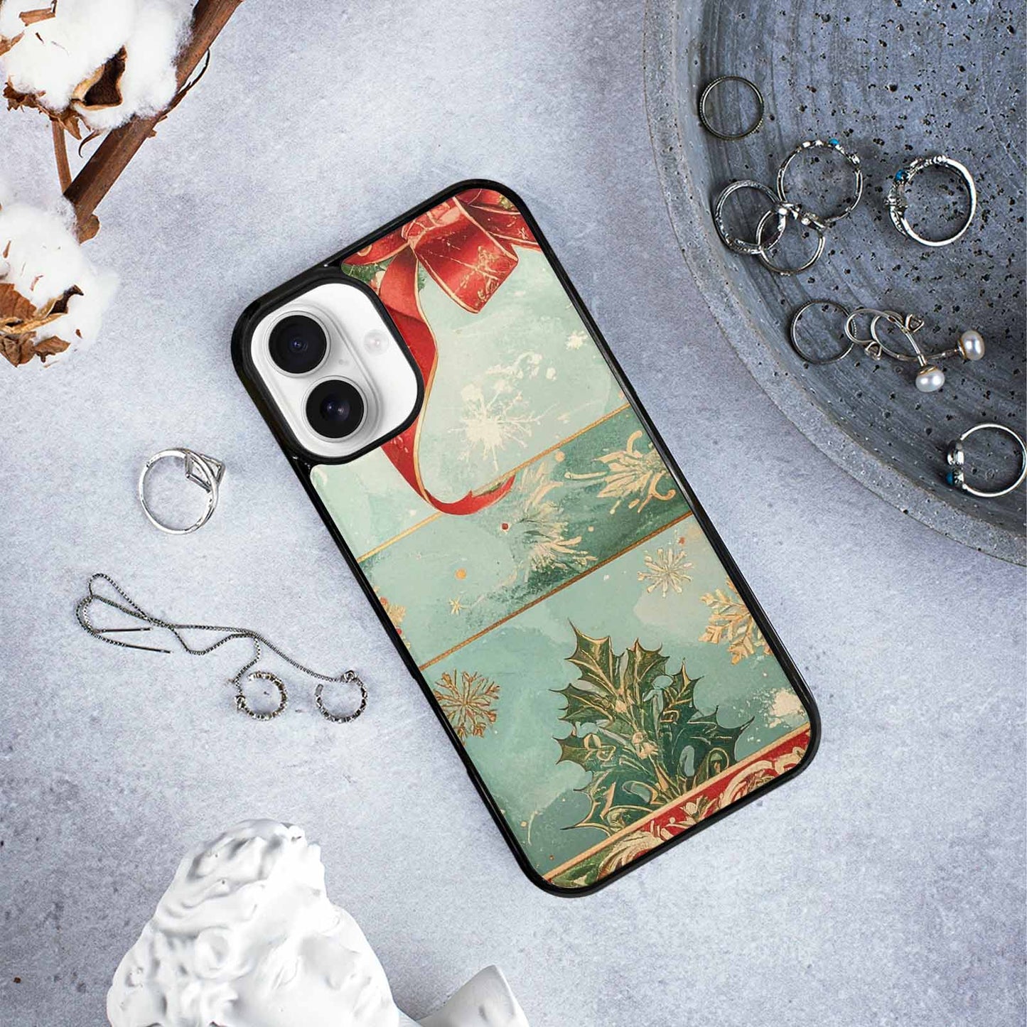 iPhone 16 Plus Case — Christmas Wrapping Paper Pattern Art Wallpaper, Custom Made Phone Cover