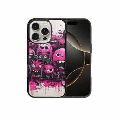 iPhone 16 Pro Case — Monsters General Black Pink Ink Cartoon, Original Design Phone Case