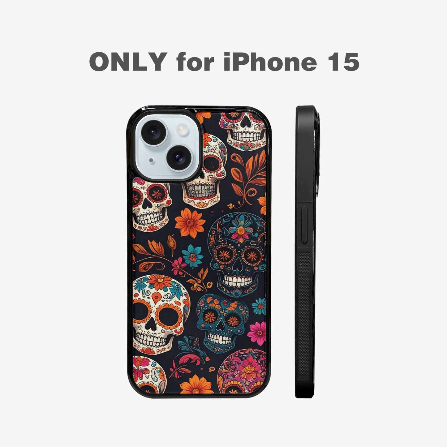 iPhone 15 Case — Dia De Los Muertos Sugar Skull, Custom Designed Case Cover