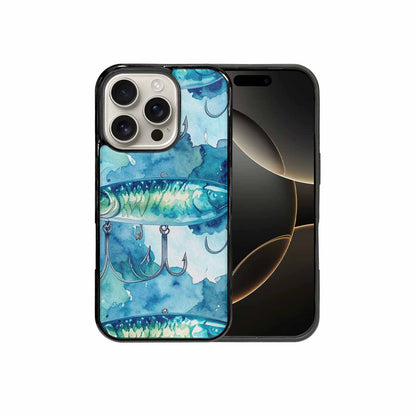 iPhone 16 Pro Case — Fishing Lure And Hook Pattern Seamless, Custom Printed Phone Case