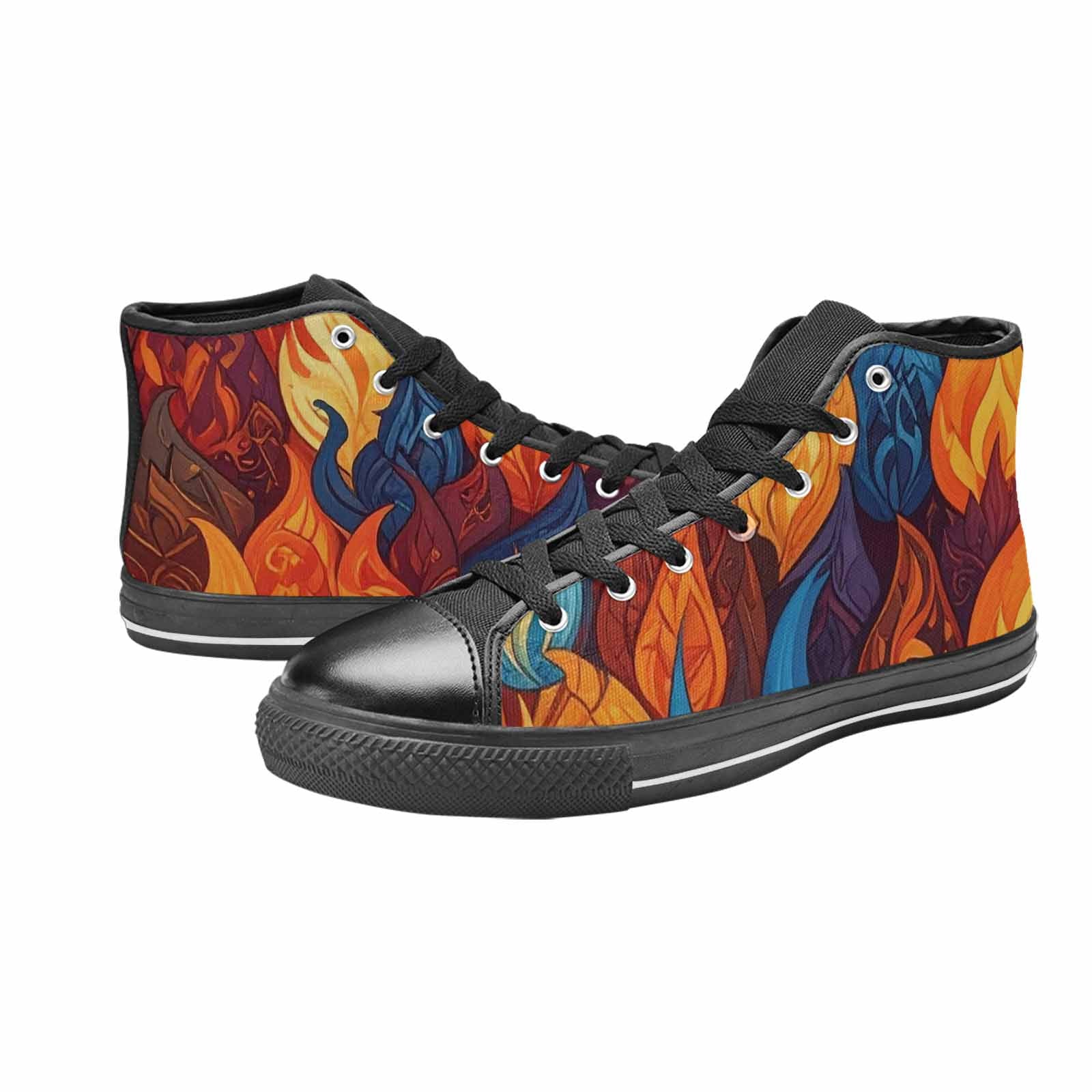 WOMEN'S Fire Flame High Top Canvas Dreamcore Custom Sneakers