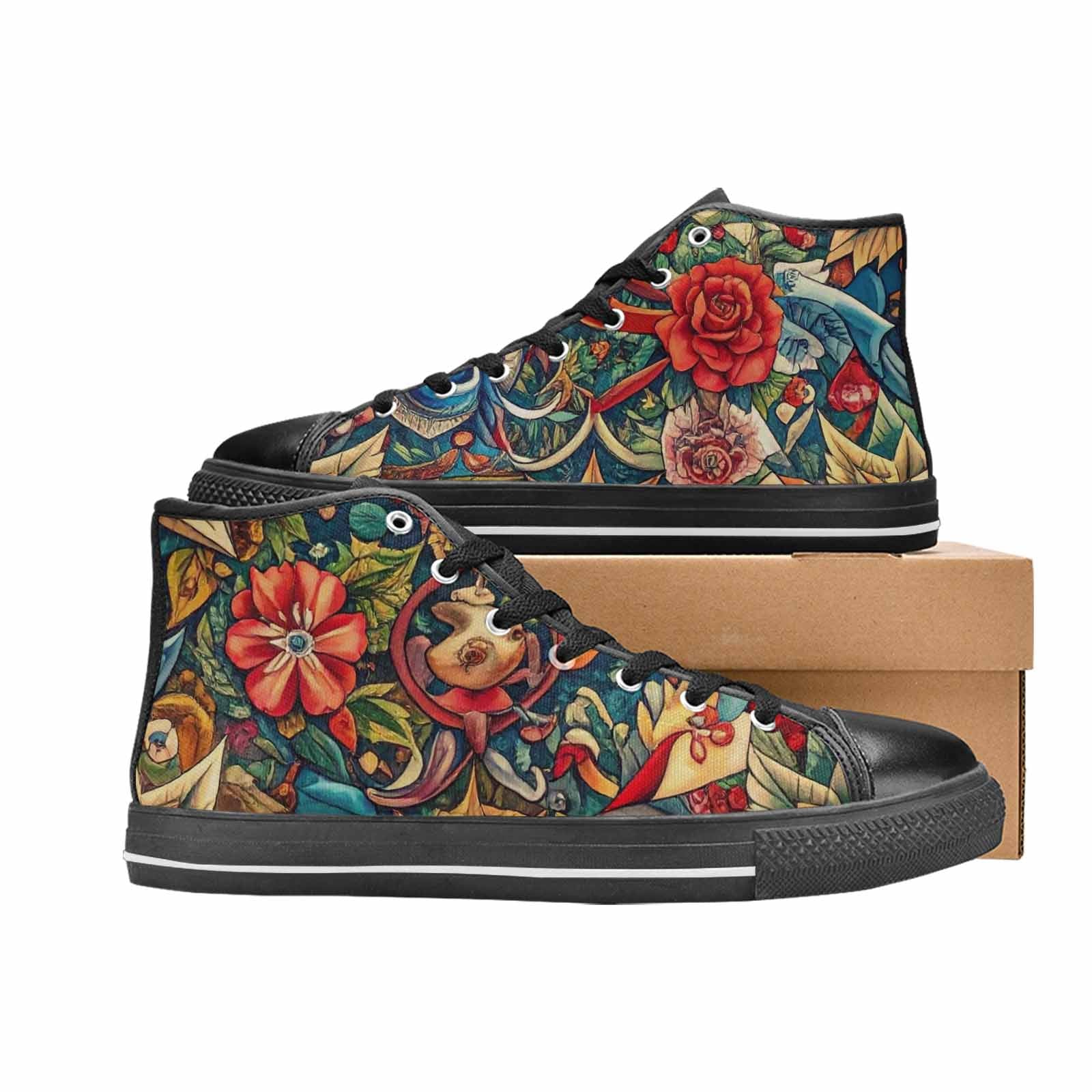 MEN'S Old School Tattoo High Top Canvas Wallpaper Art Shoes