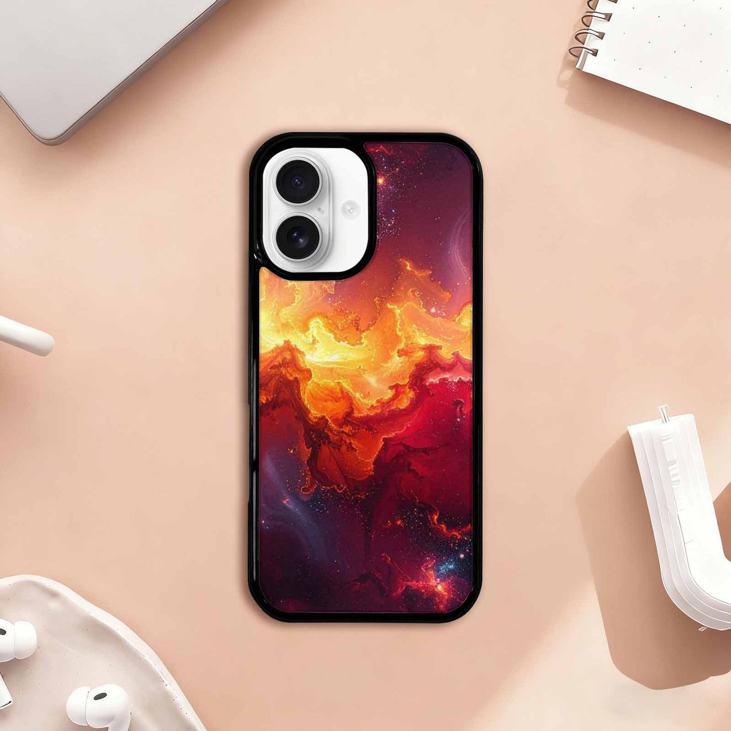 iPhone 17 Case — Galaxy Art Red Orange Galaxy Space, Unique Phone Case Design