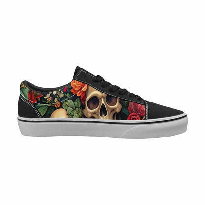 WOMEN'S Skulls  Botanical Skulls Lace-Up Canvas Dark Academia Custom Sneakers