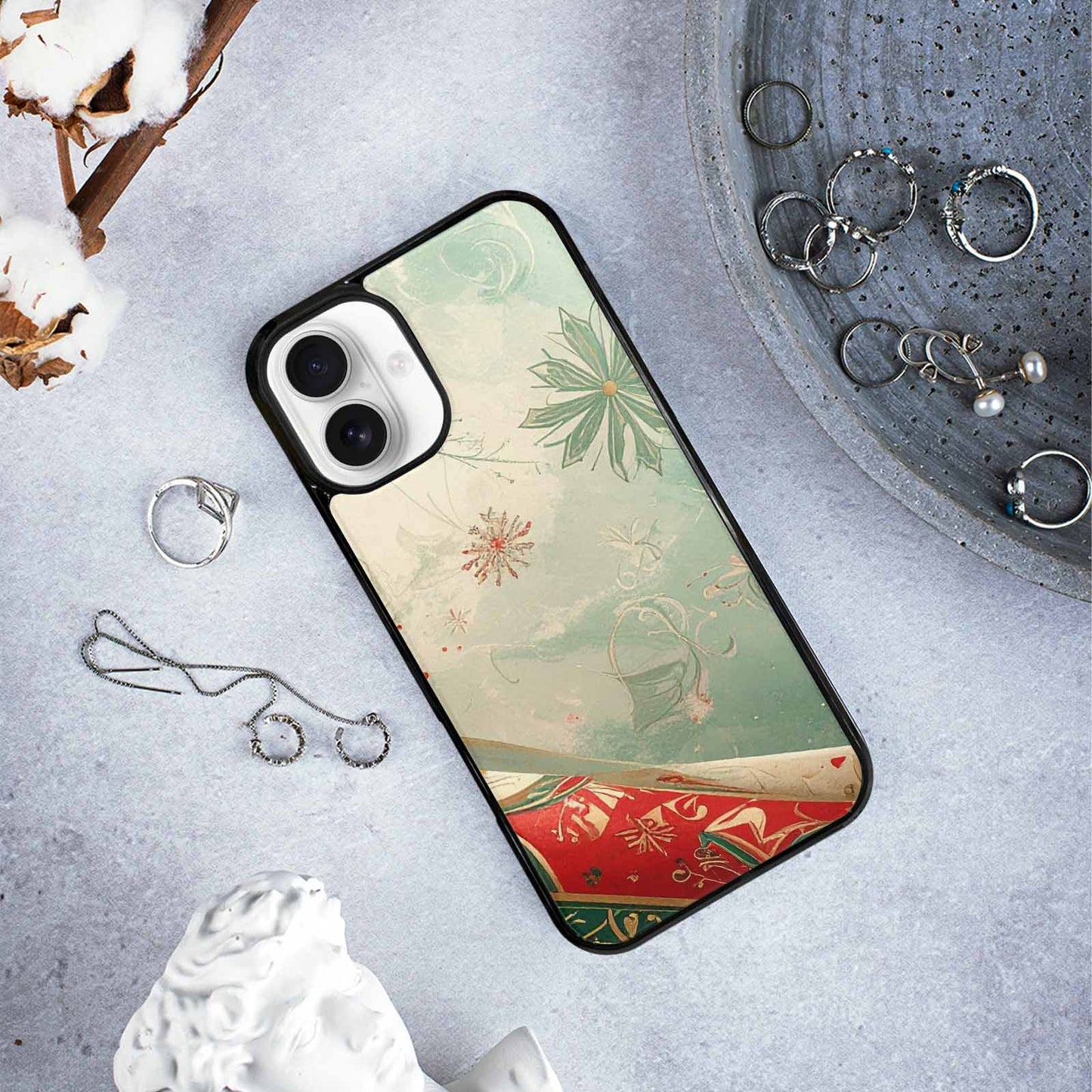 iPhone 16 Plus Case — Christmas Wrapping Paper Pattern Art Wallpaper, Custom Print Case Cover
