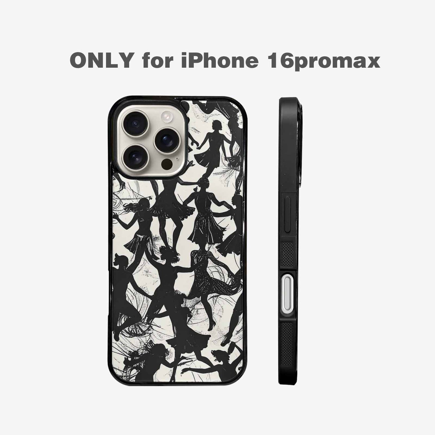 iPhone 16 Pro Max Case — Bold Dancing Figure Line Art Pattern, Unique Phone Case Design