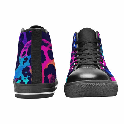 MEN'S Leopard Print Neon High Top Canvas Neon Fantasy Custom Shoes