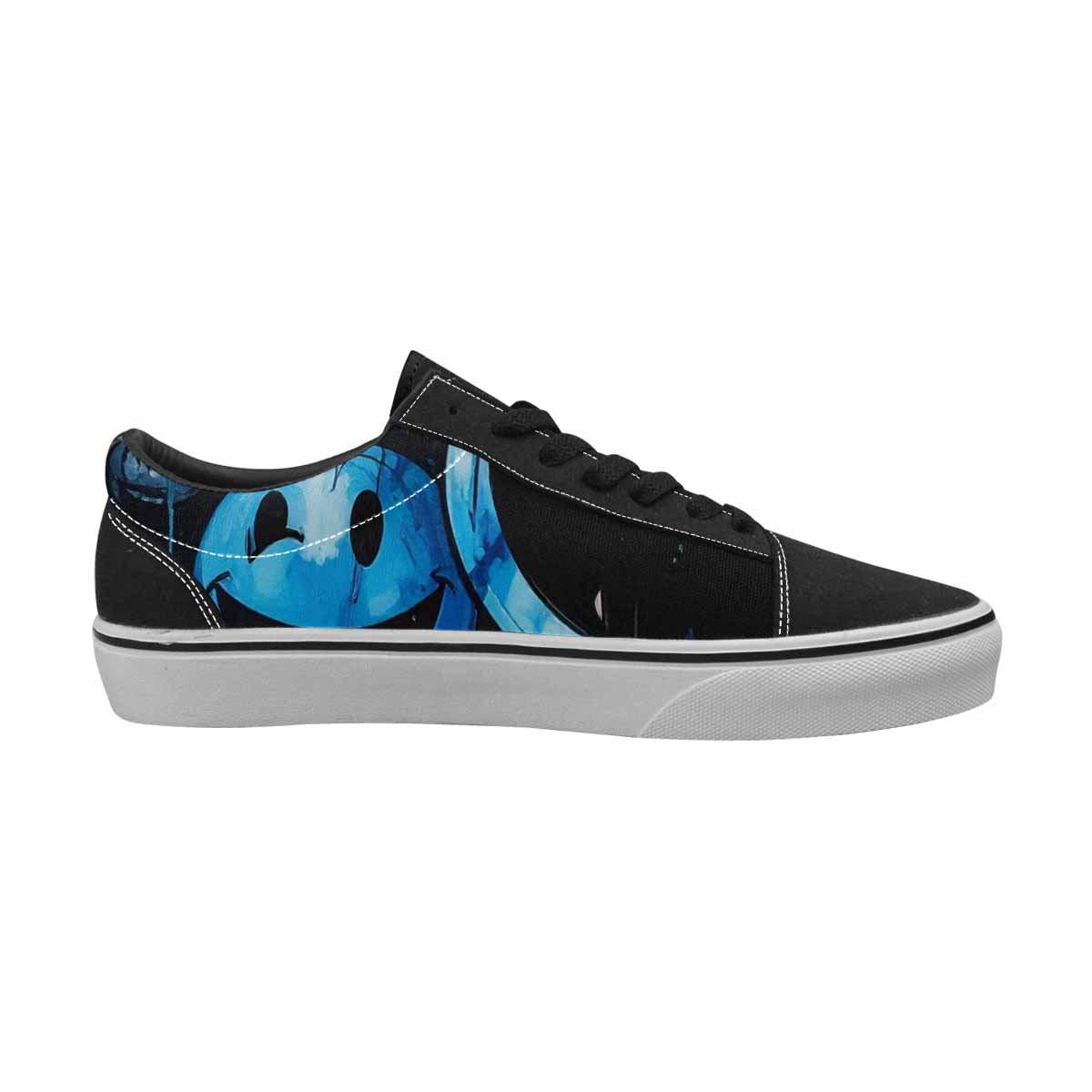 WOMEN'S Melting Moon Smiley Lace-Up Canvas Surreal Custom Shoes