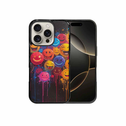 iPhone 16 Pro Case — Smiley Faces Glow Smiley Faces Pattern, Customized Protective Case