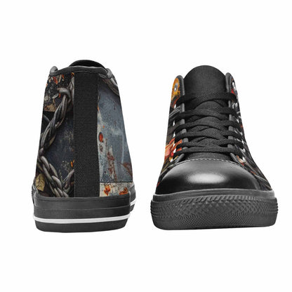 MEN'S Barbed Wire Chain High Top Canvas Neon Fantasy Custom Shoes