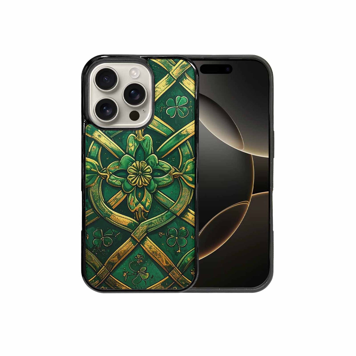 iPhone 16 Pro Case — Irish Celtic Knot Pattern Shamrocks Seamless, Custom Art Phone Cover